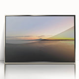 Mid-century modernist art of Auckland skyline in muted blue tones on framed acrylic, ideal for nursery wall art.