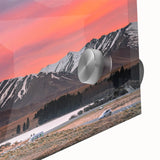 Large abstract wall art depicting Canterbury, New Zealand in mid-century modernist style on acrylic glass.