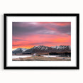 Extra large abstract art print of a colorful, textured New Zealand Canterbury scenery on a black framed canvas.