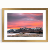 Extra large abstract art print depicting textured scenery of Canterbury, New Zealand in muted earth tones on a framed canvas.