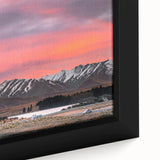 Extra large framed canvas featuring a textured black wall art scene of Canterbury, New Zealand.