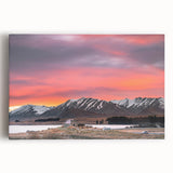 Black and white photograph of Canterbury, New Zealand on a large stretched canvas, ideal for kitchen wall art.