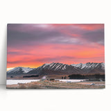 Black and white stretched canvas of Canterbury, New Zealand scenery, ideal for kitchen wall art.