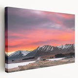 Landscape painting of Canterbury, New Zealand on stretched canvas featuring muted earth tones, ideal for kitchen wall art.