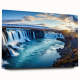 Large abstract wall art of a South American scenery in muted earth tones on acrylic glass.