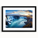 Extra large abstract art print of a colorful Argentine scenery in a black frame, suitable for living room decor.