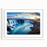 Abstract art print of a South American landscape in muted earth tones on a framed white mat, ideal for dining room decor.