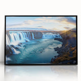 Large abstract wall art depicting a colorful Argentine landscape on a black framed acrylic.