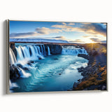 Framed canvas landscape art painting depicting a colorful Argentinian scenery, ideal for living room decor.