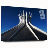 Large abstract depiction of a Brazilian landscape in vibrant greens and blues on acrylic glass.