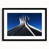 Extra large, colorful abstract art print of a stylized Brazilian landscape, textured on a black framed canvas.