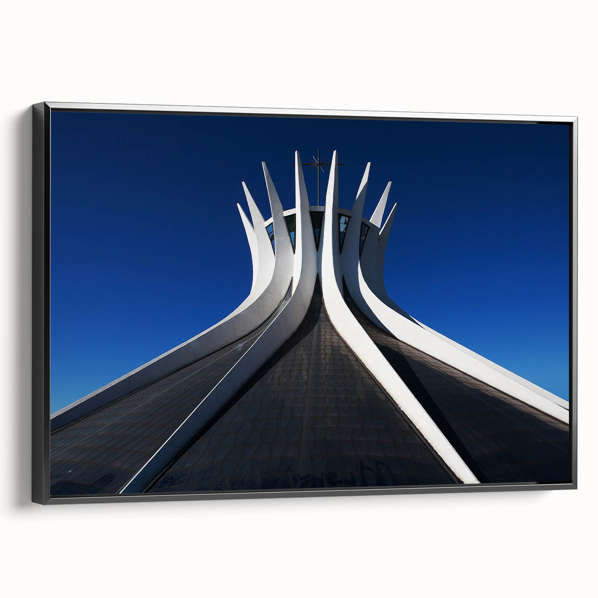 Black and white vintage poster art of a Brazilian landscape on framed canvas, ideal for bedroom wall decor.