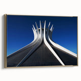 Framed canvas featuring a vintage-style Brazilian landscape with lush greenery and mountains, in muted earth tones.