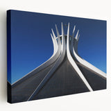 Side view of a stretched canvas depicting a vibrant, colorful Brazilian landscape, ideal for kitchen wall art.