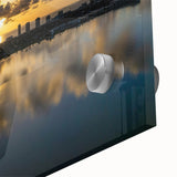 Large abstract wall art on acrylic glass featuring mid-century modernist style with vibrant colors.