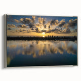 Framed canvas of a vintage Daytona landscape painting featuring colorful art on a black background.