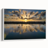 Vintage poster art of Daytona scenery on a framed canvas, featuring a colorful palette, ideal for living room decor.