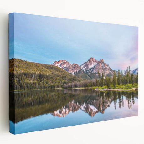 A panoramic view of the Idaho landscape on a stretched canvas, featuring earthy green and brown tones.