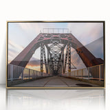 Large art print of a Kentucky landscape in muted green and blue tones on a framed acrylic.