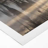 Art deco poster of Louisiana landscape in muted earth tones on rolled canvas, suitable for dining room decor.