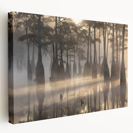 Louisiana bayou scene on large stretched canvas, featuring vivid green and blue tones, suitable for kitchen wall art.