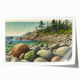 Acadia National Park scenery on a rolled print, featuring soft pastel colors, ideal for dining room wall art.