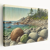 Acadia National Park scenery on stretched canvas, featuring lush greens and blues, ideal for kitchen wall art.