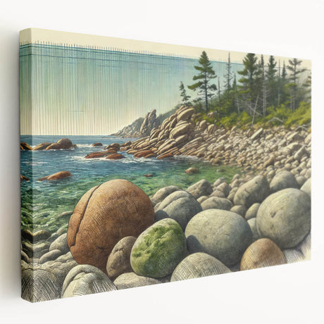 Acadia National Park scenery on stretched canvas, featuring lush greens and blues, ideal for kitchen wall art.