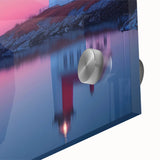 Large abstract depiction of Maine scenery in muted earth tones on acrylic glass, suitable for dining room art.