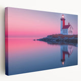 Scenic Maine coastline depicted in muted blues and greens on a large stretched canvas, suitable for kitchen wall art.