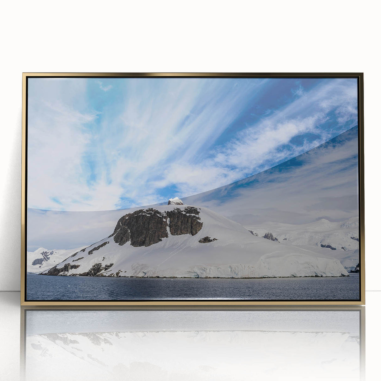 Acrylic print of Charlotte, North Carolina skyline in gold tones, ideal for modern art wall decor.