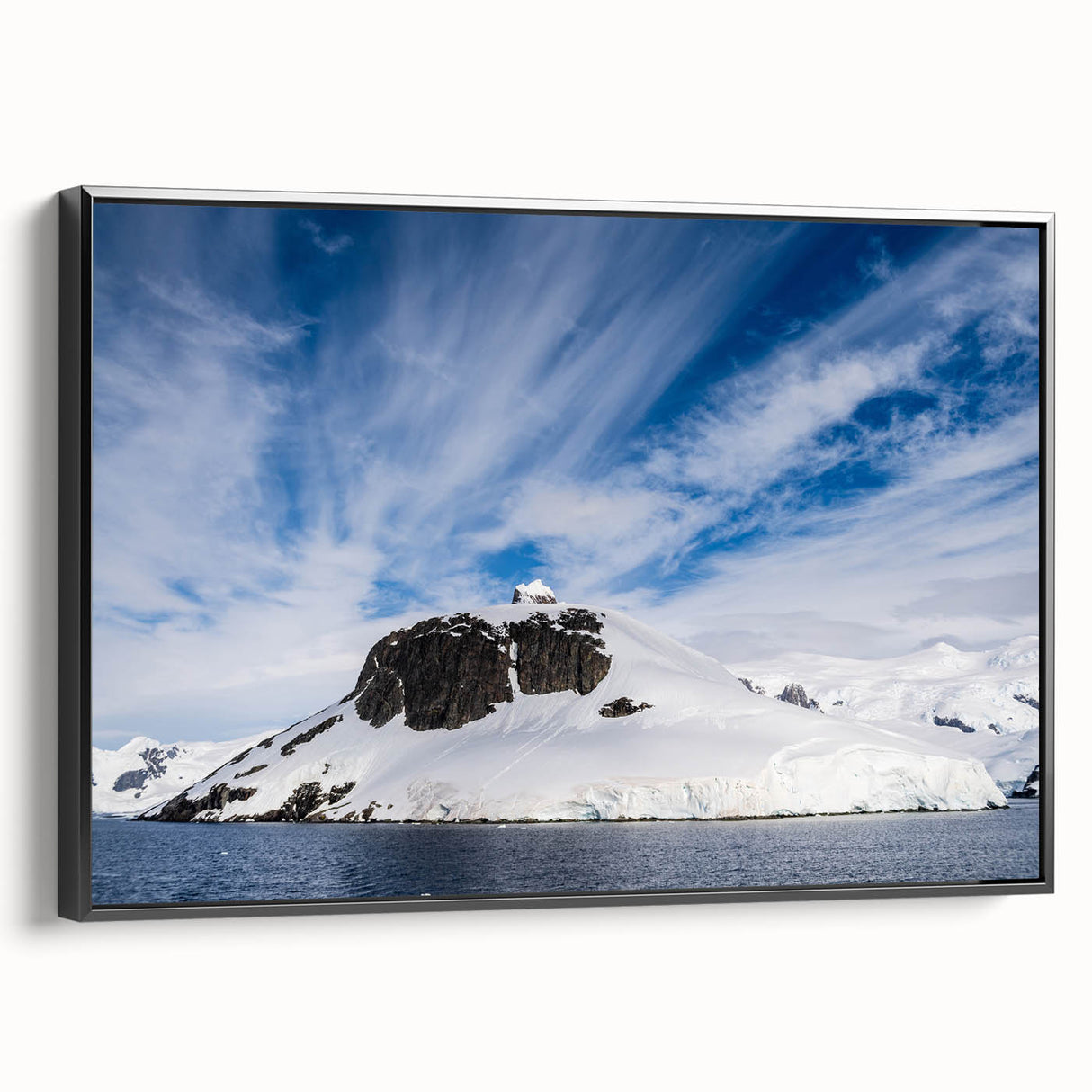 Black and white framed canvas depicting the Charlotte skyline, ideal for bedroom wall art.