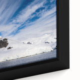 Extra large framed canvas featuring a textured black skyline of Charlotte, North Carolina, with colorful art accents.