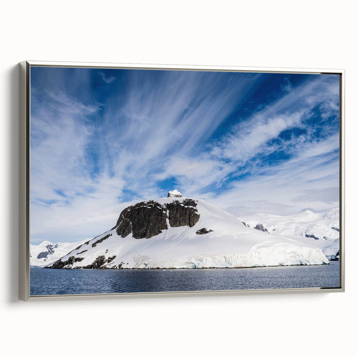 Framed canvas of a vintage-style Charlotte, North Carolina landscape with colorful art on a black background.