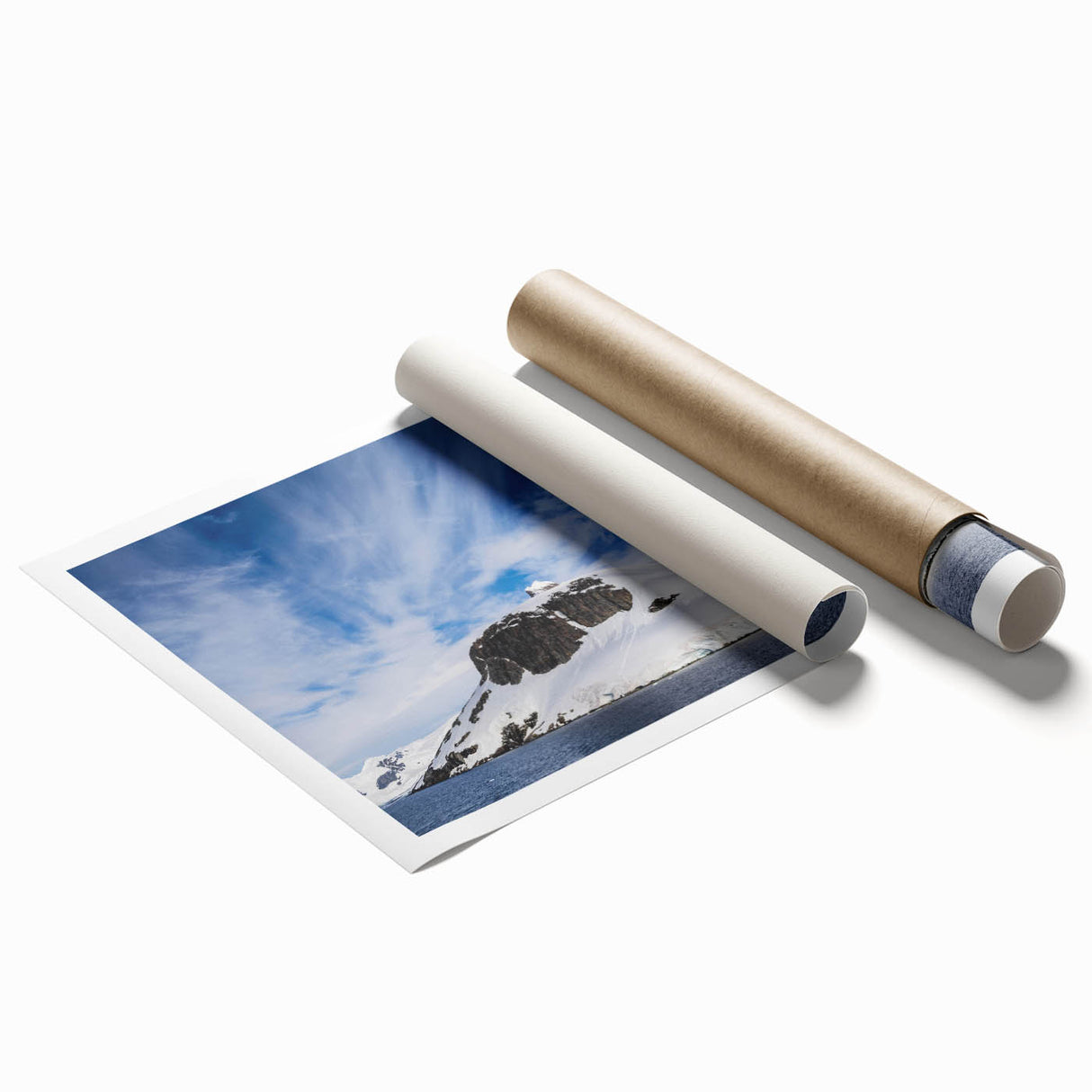 Extra large rolled print of Charlotte, North Carolina skyline in muted gray tones, ideal for classy bathroom wall art.