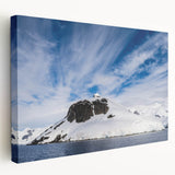 Large canvas print of Charlotte, North Carolina skyline in muted blue and gray tones, suitable for kitchen wall art.