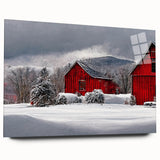 Large abstract wall art of Vermont scenery in muted green and blue tones on acrylic glass.