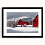 Extra large abstract art print depicting vibrant, colorful Vermont scenery on textured canvas, framed in black.