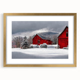 Extra large abstract art print of Vermont scenery in muted earth tones on a textured canvas, framed in gold.
