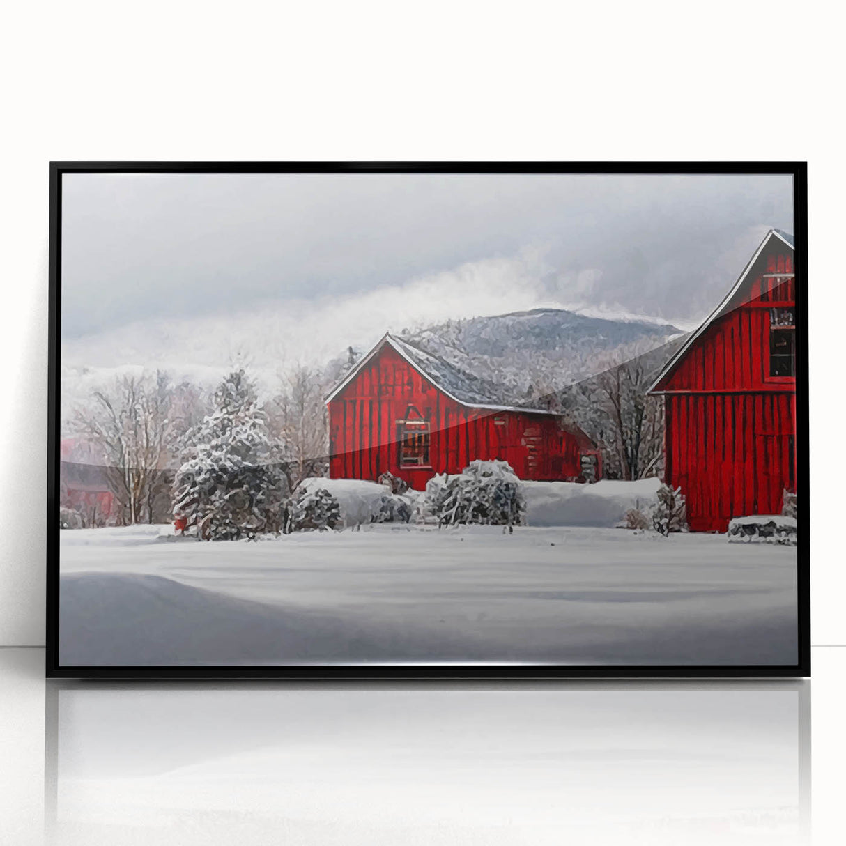 Large abstract wall art depicting a Vermont landscape in muted earth tones on a framed acrylic.