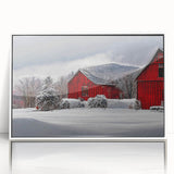 Acrylic print of a serene Vermont landscape with soft green and blue tones, framed in white.