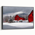 Black and white framed canvas of a Vermont landscape in vintage poster style, ideal for bedroom wall art.