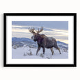 Extra large abstract art print of Grand Tetons with vibrant colors on textured canvas, framed in black.