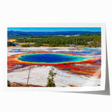 Yellowstone National Park scenery on a rolled print, featuring muted earth tones, ideal for art wall dining room.