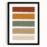 Extra large abstract art print featuring textured, colorful autumnal hues on a framed black canvas.