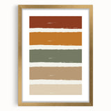 Extra large abstract art print depicting textured fall foliage in gold frame, ideal for living room decor.