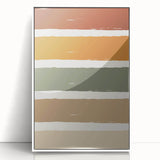 Art deco poster featuring stylized autumn trees in earth tones on a white acrylic frame, suitable for nursery wall decor.