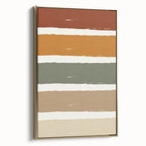 Framed canvas featuring a vintage landscape painting of fall scenery with golden and black hues.