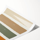 Extra large rolled print featuring line art flowers in autumnal shades, ideal for large living room wall art.