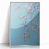 Acrylic print of art deco spring-themed poster in pastel colors, framed in white, suitable for nursery wall art.